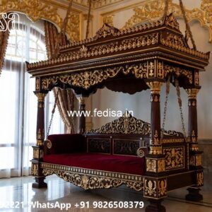 Royal Wood Carving Swing Design with Floral Artwork No-6737
