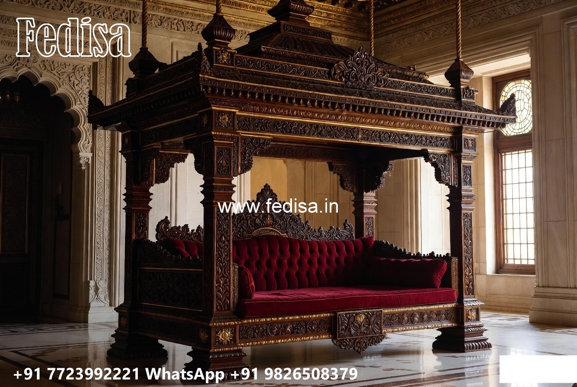 Royal Wood Carving Swing Design with Palace Inspired Carving No-6747