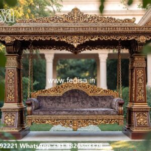 Handmade Wooden Swing Design with Royal Carving Style No-6754
