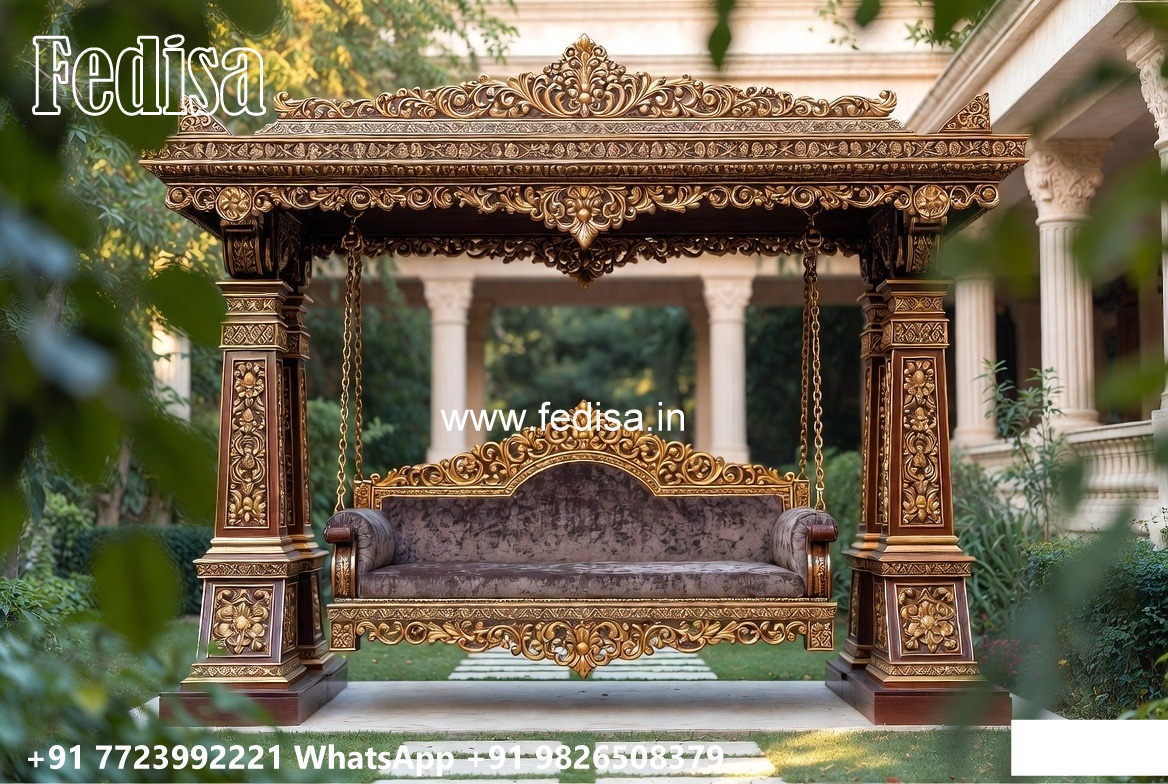 Handmade Wooden Swing Design with Royal Carving Style No-6754