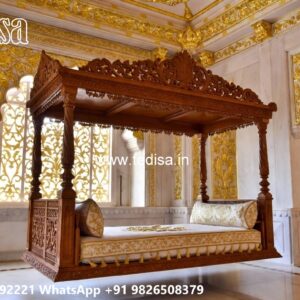 Elegant Wooden Swing Design with Brass Chain Decor No-6757