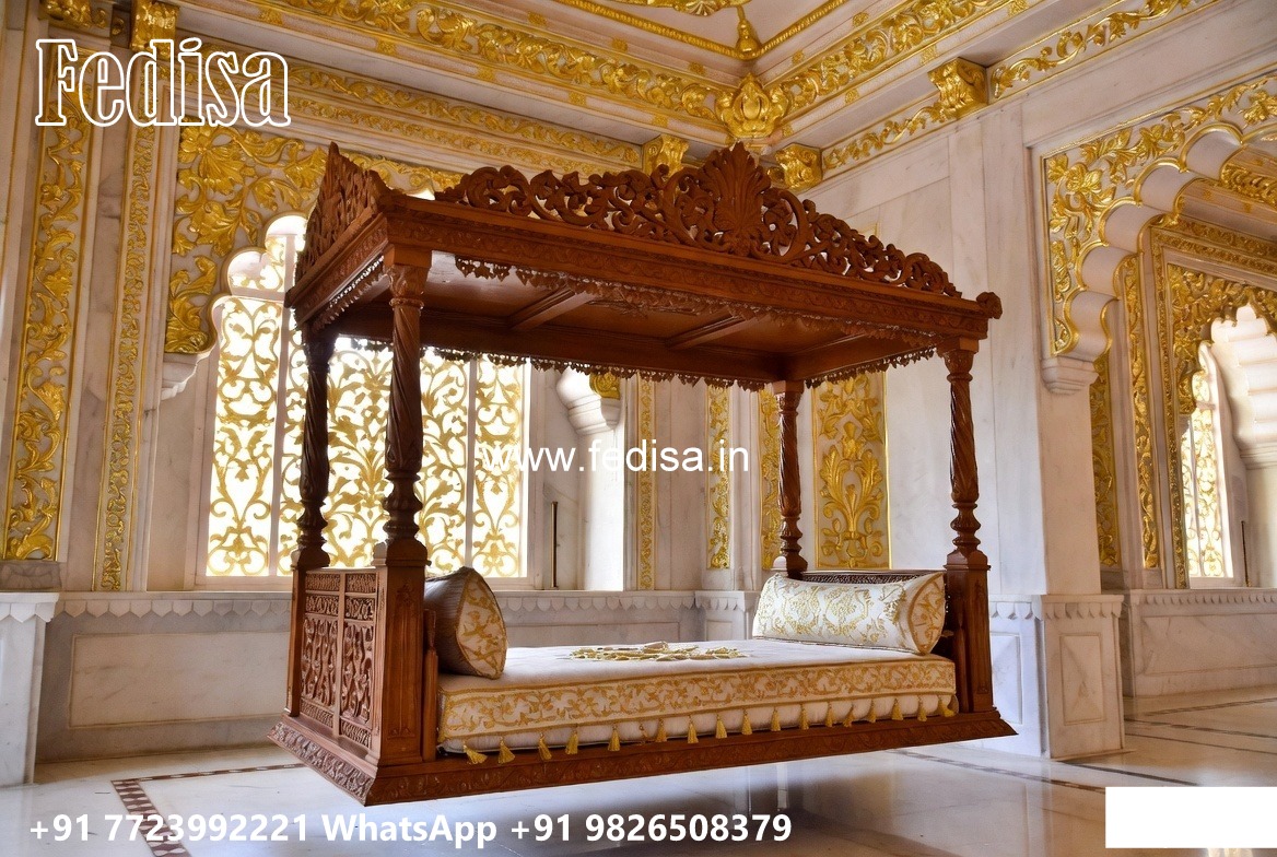 Elegant Wooden Swing Design with Brass Chain Decor No-6757