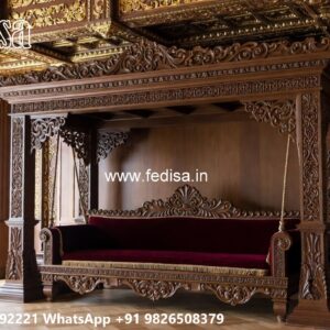 Solid Wood Swing Design with Artistic Hand Carving No-6761