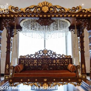 Decorative Wooden Swing Design for Elegant Sitting Area No-6787
