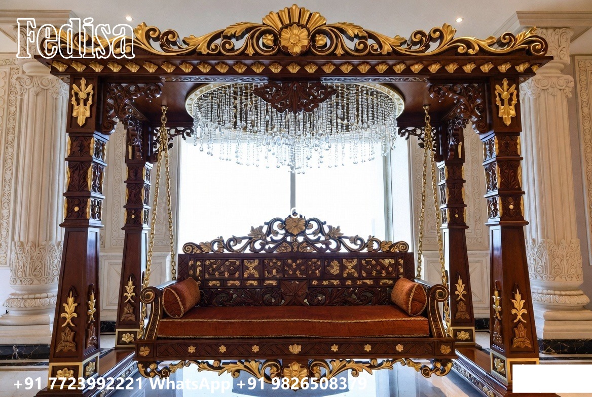 Decorative Wooden Swing Design for Elegant Sitting Area No-6787