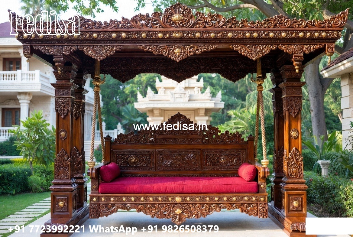 Elegant Wooden Swing Design for Family Relaxation Space No-6796