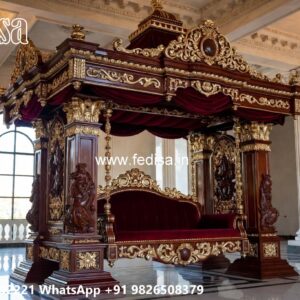 Wooden Swing Design with Artistic Floral Engraving No-6808