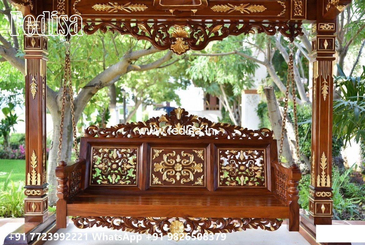 Wooden Swing Design with Handcrafted Royal Detailing No-6814