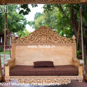 Wooden Swing Design with Decorative Cushion Arrangement No-6826