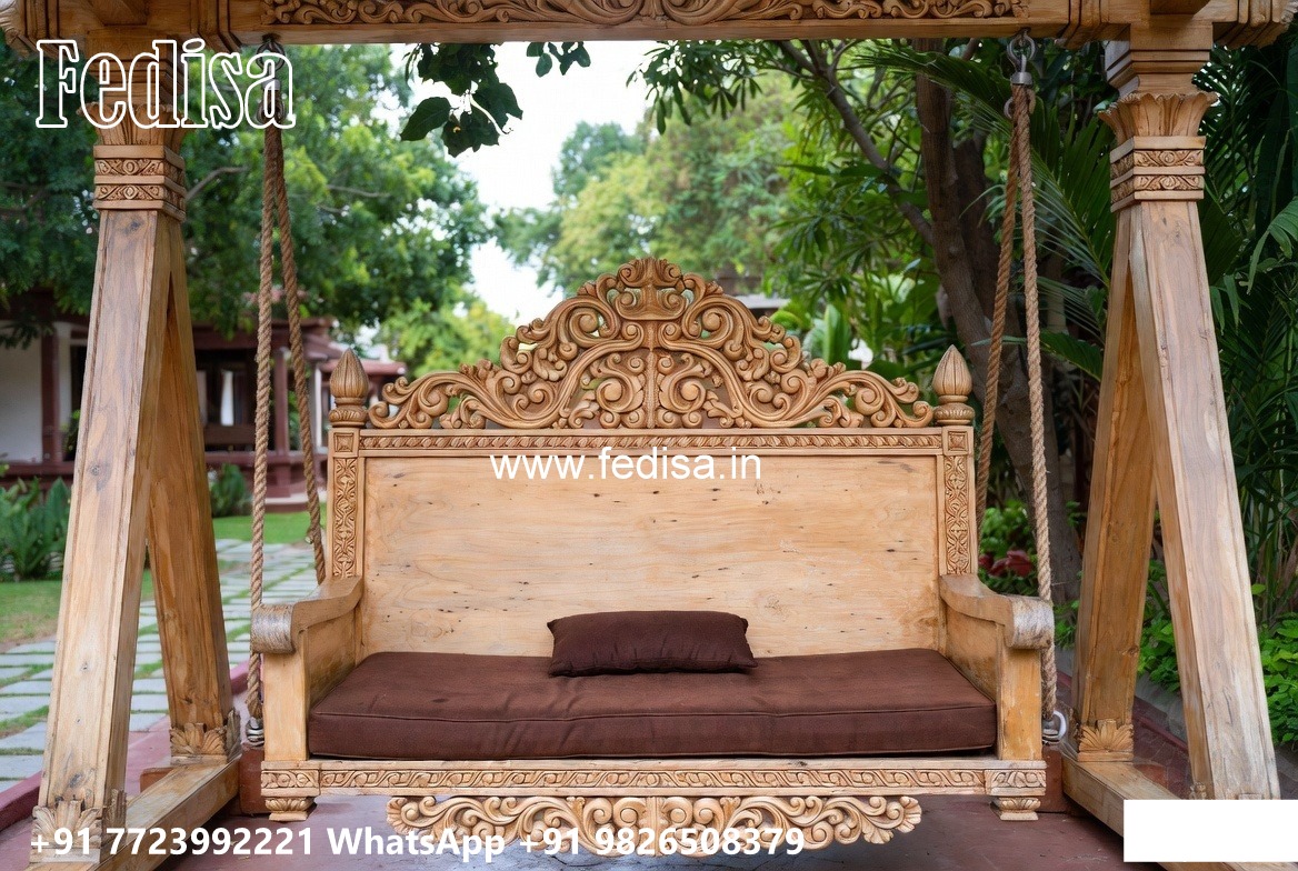 Wooden Swing Design with Decorative Cushion Arrangement No-6826