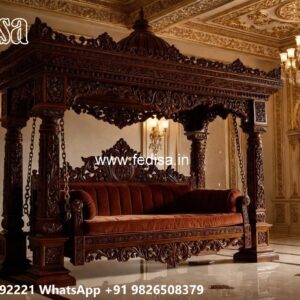Wooden Swing Design with Elegant Carved Backrest No-6831
