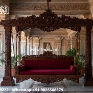 Elegant Wood Carving Swing Design with Handcrafted Details No-7110