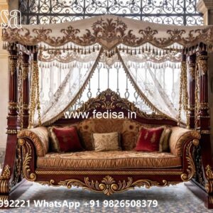 Wood Carving Swing Design with Decorative Wooden Artwork No-7114