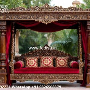 Stylish Wood Carving Swing Design for Premium Living Rooms No-7119