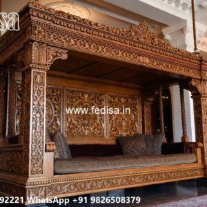 Handcrafted Wood Carving Swing Design with Rich Detailing No-7121