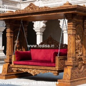 Elegant Wood Carving Swing Design for Family Relaxation No-7125