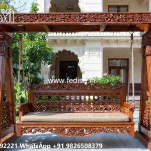 Wood Carving Swing Design with Artistic Floral Motifs No-7136