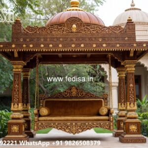 Artistic Wooden Swing Design with Detailed Carving Style No-7142