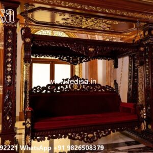 Wood Carving Swing Design with Elegant Decorative Finish No-7148