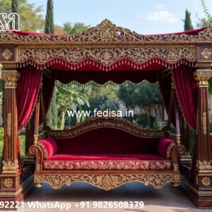 Artistic Wood Carving Swing Design with Heritage Influence No-7160