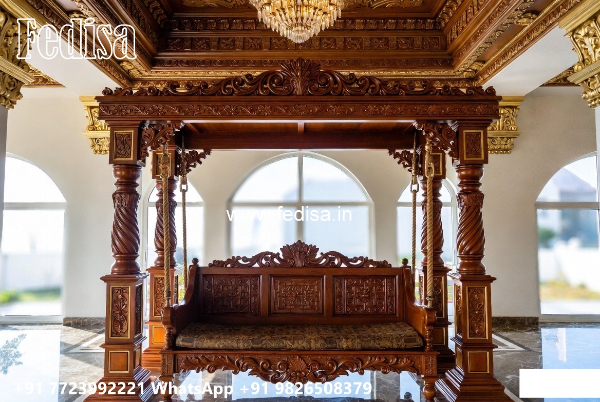 Indoor Wood Carving Swing Design for Elegant Sitting Areas No-7166