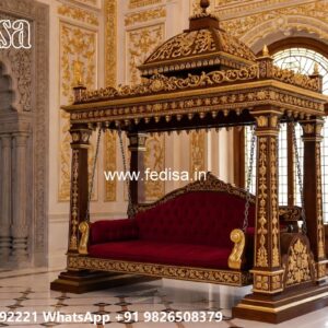 Royal Wood Carving Swing Design with Floral Artwork No-7187