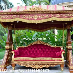 Wood Carving Swing Design with Decorative Hanging Chains No-7189