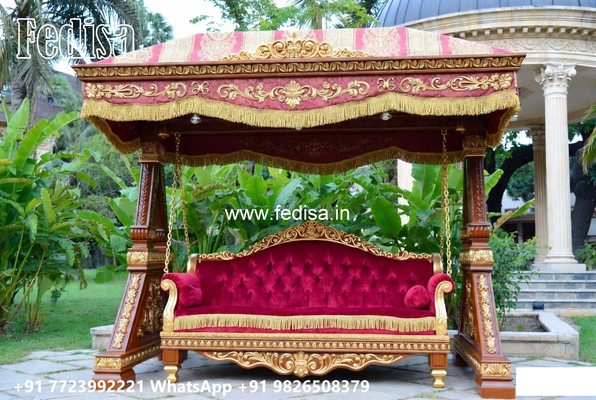 Wood Carving Swing Design with Decorative Hanging Chains No-7189