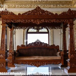 Traditional Wood Carving Swing Design with Elegant Details No-7195