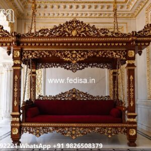 Elegant Wooden Swing Design with Brass Chain Decor No-7207