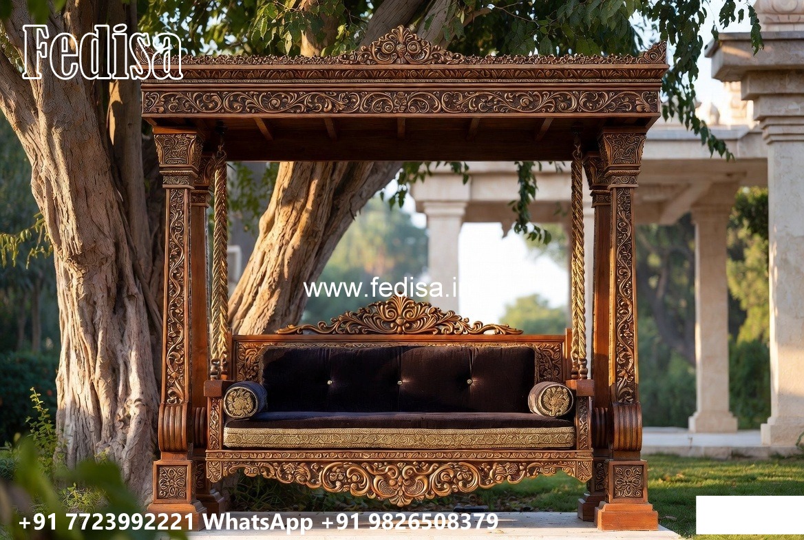 Wooden Swing Design with Elegant Brass Accessories No-7250