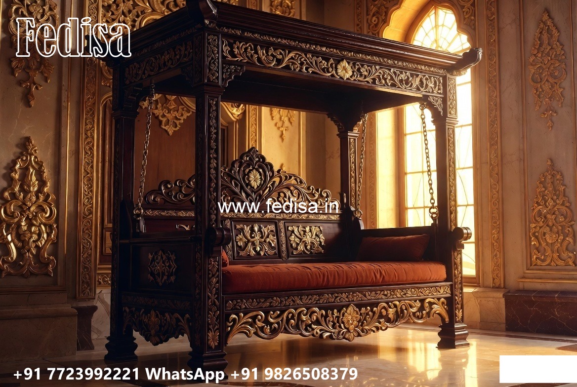 Wooden Swing Design with Elegant Carved Backrest No-7281