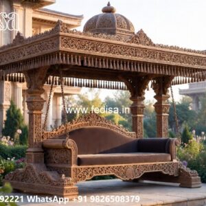 Elegant Royal Swing Design with Handcrafted Wooden Carving No-7502