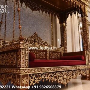 Elegant Wood Carving Swing Design with Handcrafted Details No-7560