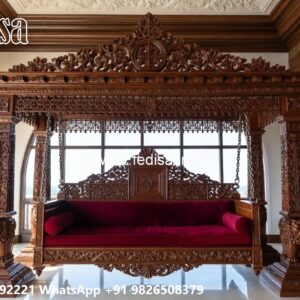 Artistic Wood Carving Swing Design for Elegant Interiors No-7567