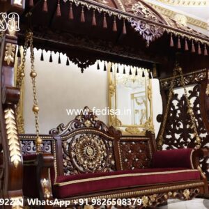 Traditional Wood Carving Swing Design with Floral Engraving No-7568