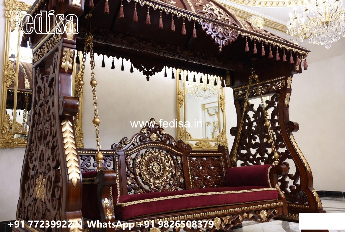Traditional Wood Carving Swing Design with Floral Engraving No-7568