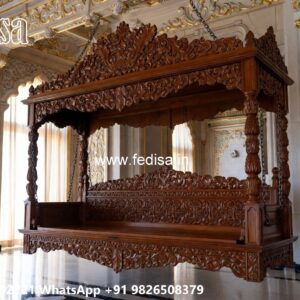 Handcrafted Wood Carving Swing Design with Rich Detailing No-7571