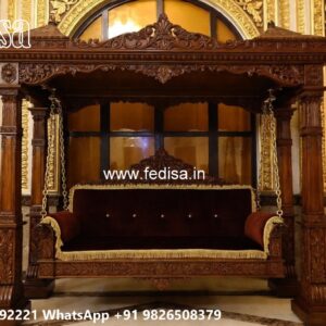 Luxury Wooden Swing Design with Intricate Carving Work No-7573