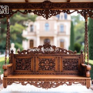 Elegant Wood Carving Swing Design for Family Relaxation No-7575