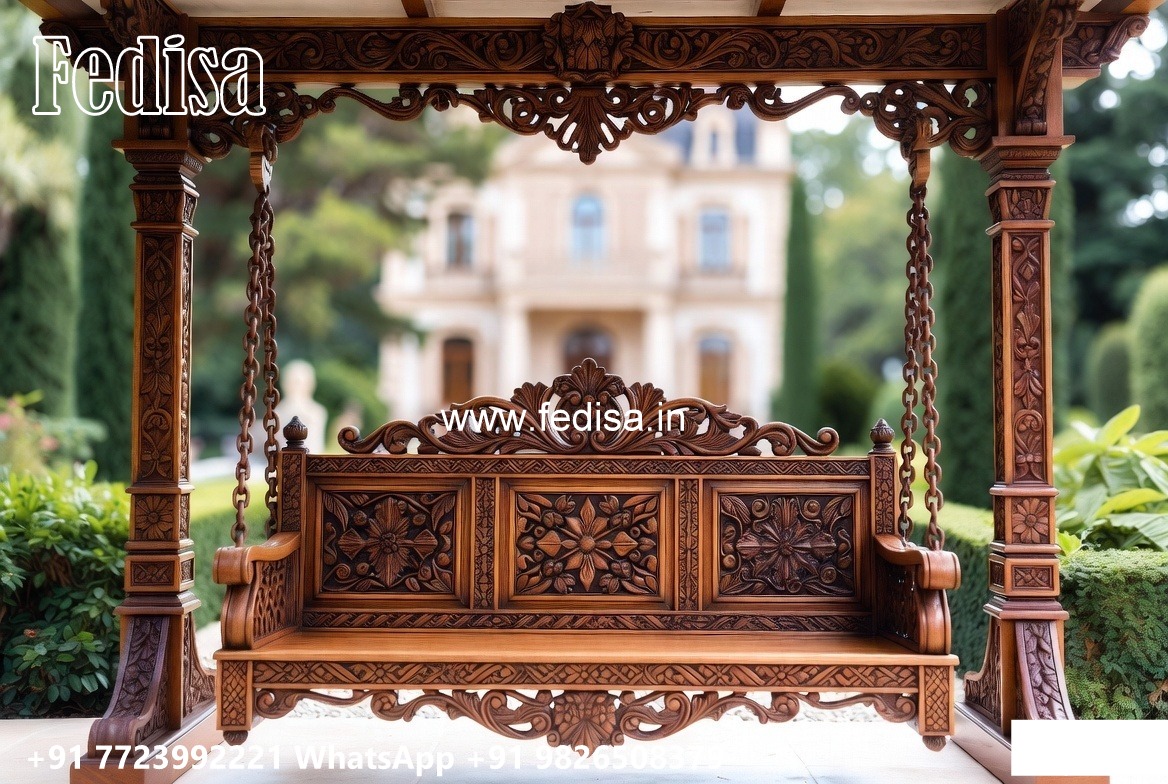 Elegant Wood Carving Swing Design for Family Relaxation No-7575