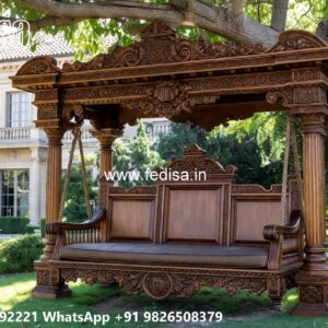 Indoor Wood Carving Swing Design with Premium Finish No-7577
