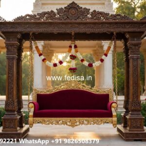 Elegant Wood Carving Swing Design with Royal Craftsmanship No-7588