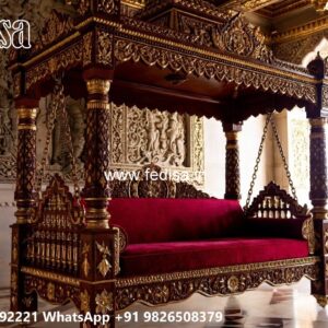 Artistic Wooden Swing Design with Detailed Carving Style No-7592
