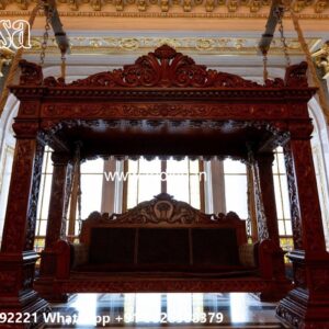 Handcrafted Wood Carving Swing Design with Palace Elegance No-7597