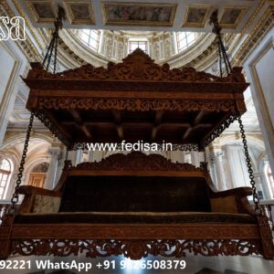 Wood Carving Swing Design with Floral Wooden Artwork No-7618