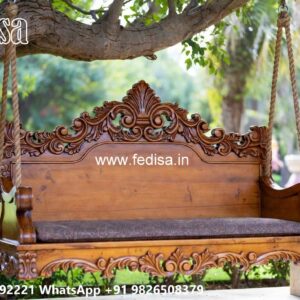Artistic Wood Carving Swing Design for Sophisticated Decor No-7620