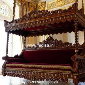 Handcrafted Wood Carving Swing Design with Rich Texture No-7626