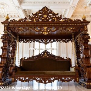 Beautiful Wood Carving Swing Design for Indoor Hall Areas No-7628