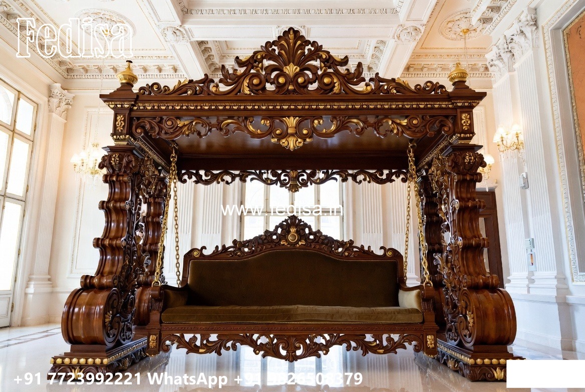 Beautiful Wood Carving Swing Design for Indoor Hall Areas No-7628